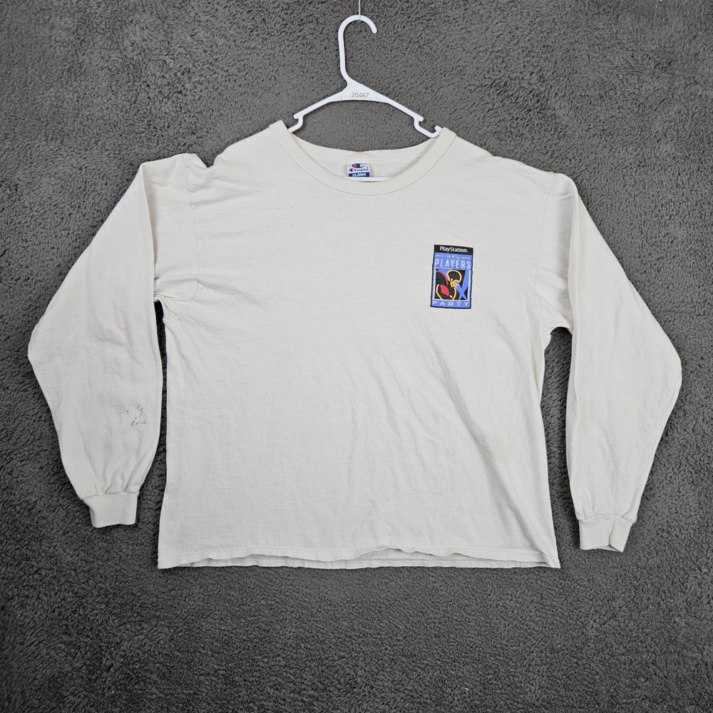 Vintage Champion PlayStation NFL Players Party Long Sleeve Shirt Mens XL White